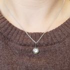 Image 8 of White gold necklace with fixed pendant and diamond; 0.70 ct.