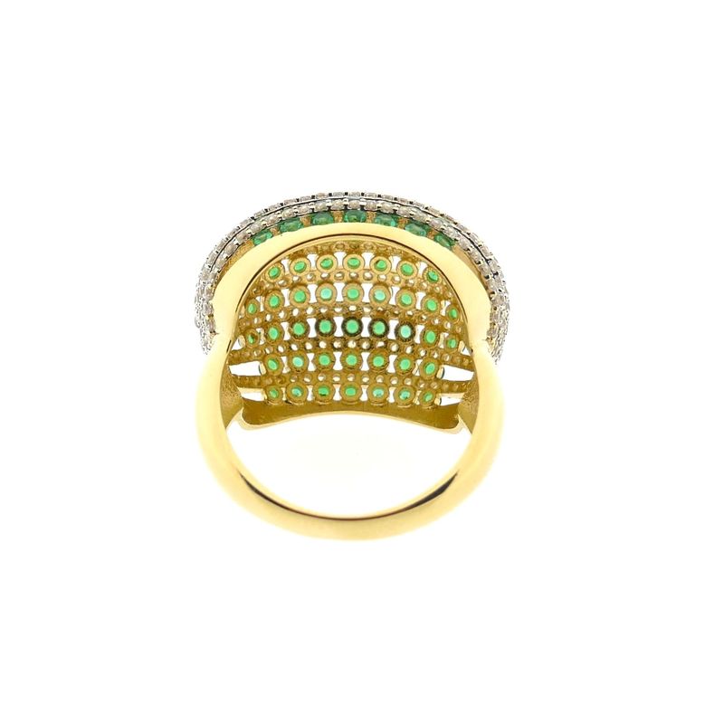 Image 5 of Golden Curved Ring with White and Green Zirconia