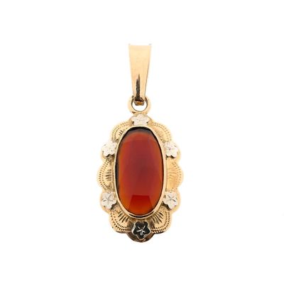 Image 1 of Bicolor Gold Pendant with Carnelian