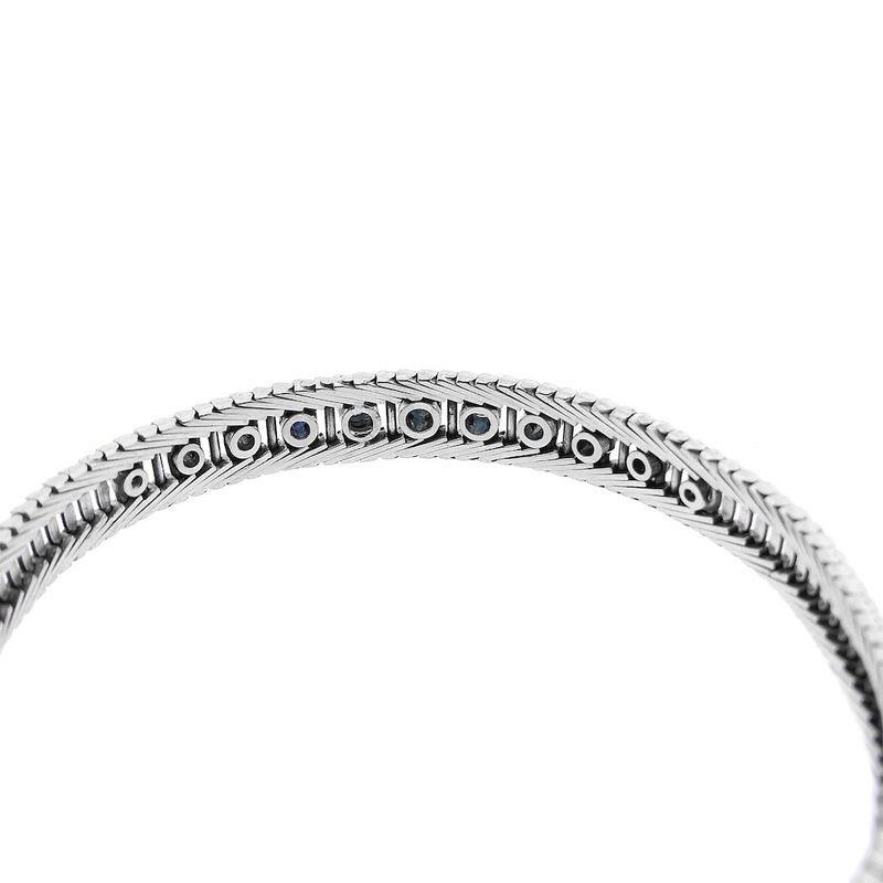 Image 5 of White gold link bracelet with sapphire