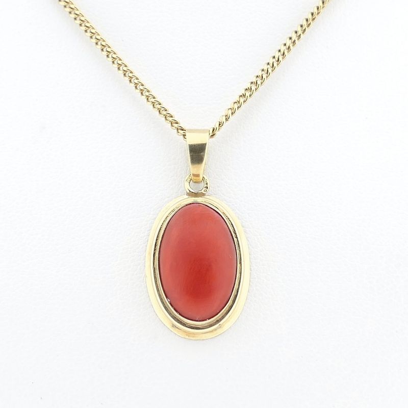 Image 7 of Antique gold pendant with blood coral.