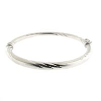 18K white gold twisted bangle bracelet | Ø 60 mm