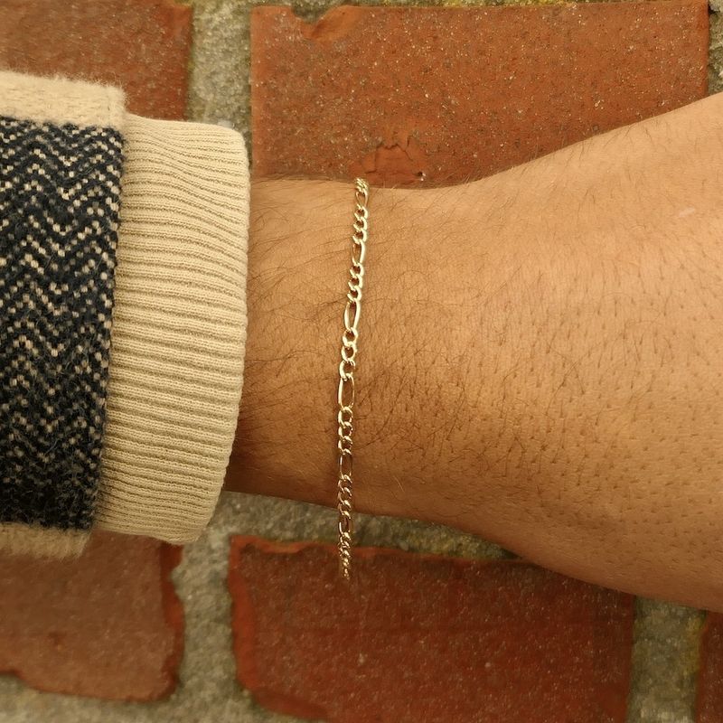 Image 9 of Gold subtle Figaro link bracelet | 21 cm