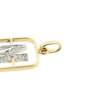 Image 8 of Two-tone gold pendant of the letter M with diamonds; 0.03 ct.