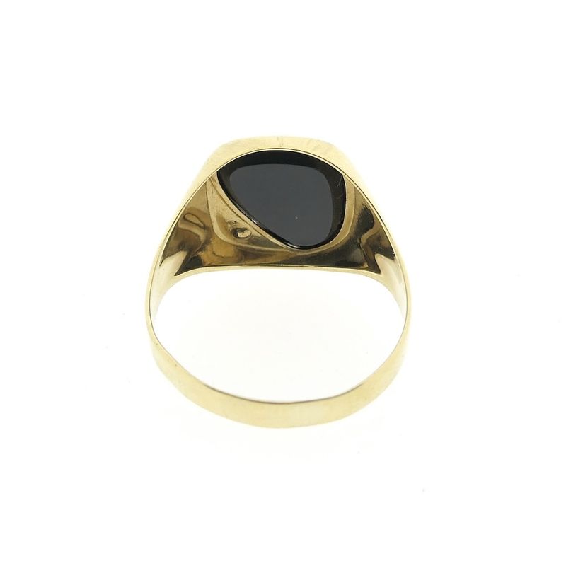 Image 4 of Gold men's signet ring with onyx and diamond | 0.01 ct.