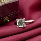 Image 2 of White gold 'Phlox' ring set with aquamarine and diamonds; Bron Jewelry