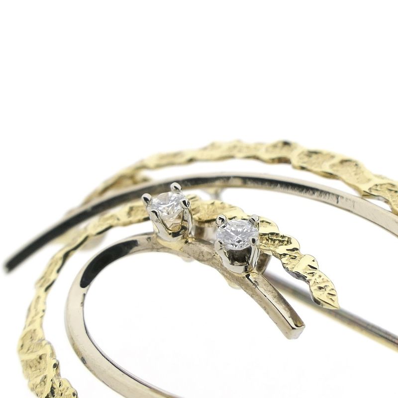 Image 6 of Two-tone gold brooch with diamond; 0.08 ct.