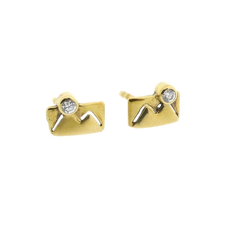 Image 7 of Gold stud earrings with zirconia