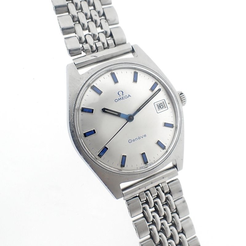 Image 10 of Omega Genève; Vintage horloge met unieke blauwe details