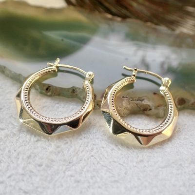 Image 2 of Gold lapidary earrings | Ø 18 mm