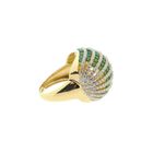 Image 6 of Golden Curved Ring with White and Green Zirconia
