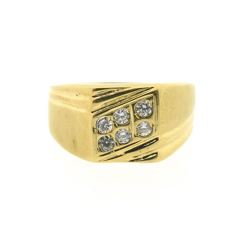 Image 5 of Gold men's signet ring with zirconia