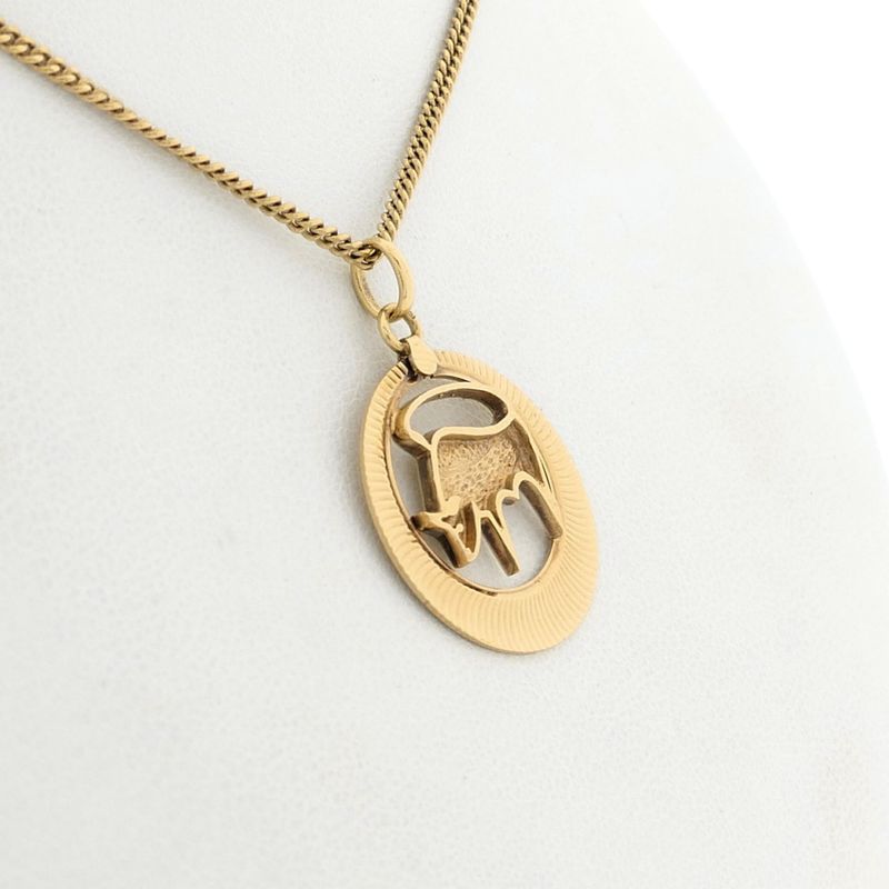 Image 9 of Golden Zodiac Sign Pendant; Taurus