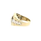 Image 7 of Bicolor Gold Mercedes Benz Men's Ring with Zirconia