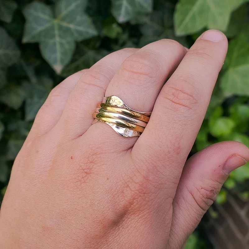 Image 4 of Silver ring with gold-plated rings