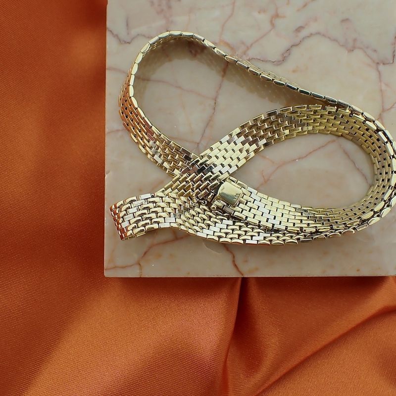 Image 2 of Two-tone gold panther link necklace | 45 cm