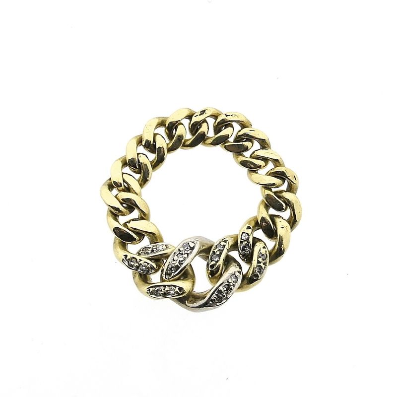 Image 3 of Two-tone gold link ring with diamond | 0.09 ct.