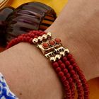 Image 4 of Antique Blood Coral Bead Bracelet with Gold Clasp
