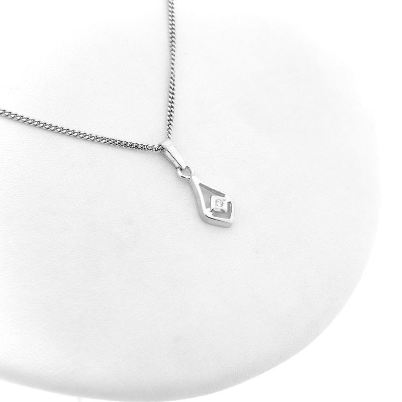 Image 4 of Subtle white gold pendant with diamond; 0.02 ct.