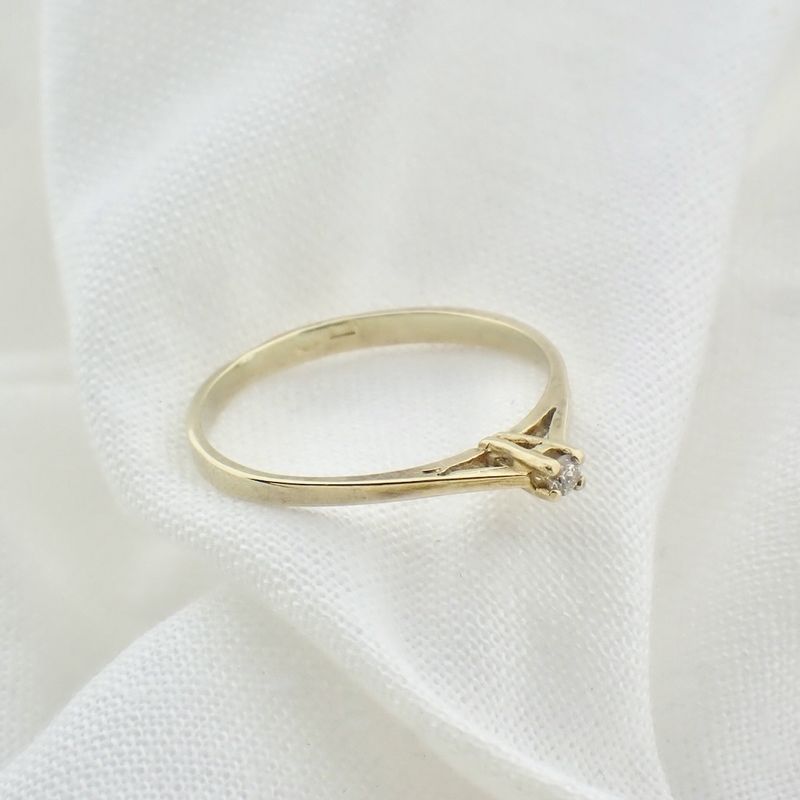Image 6 of Gold solitaire ring with diamond | 0.025 ct.
