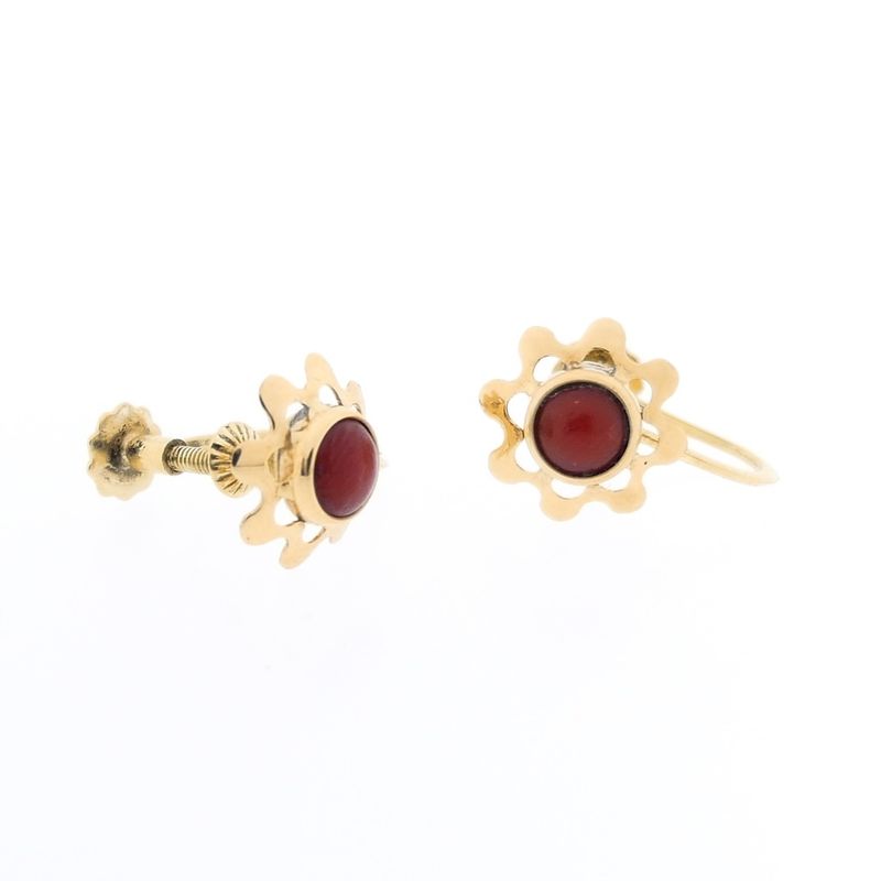 Image 5 of Gold earrings with red coral