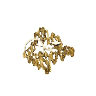 Afbeelding 1 van Bicolor gouden broche met parel