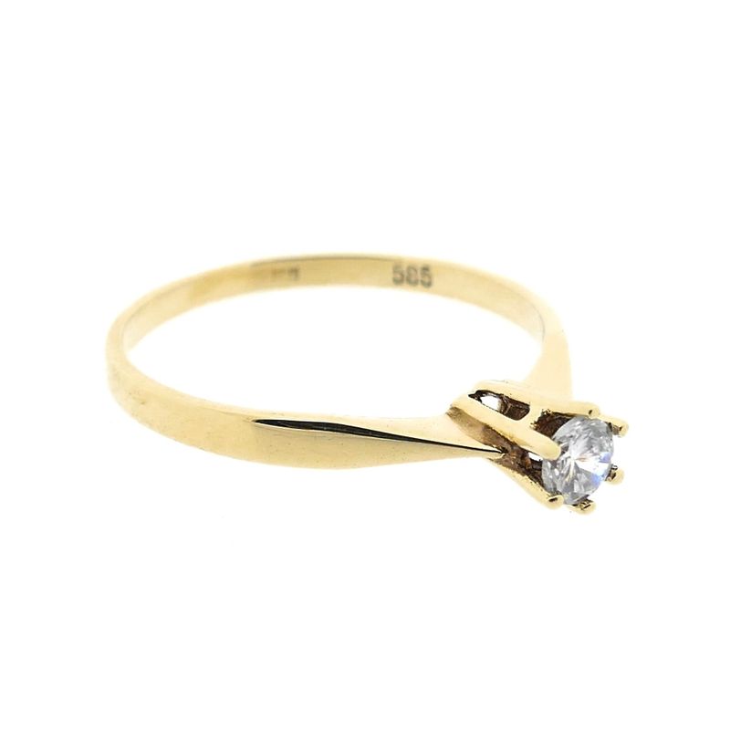 Image 6 of Golden solitaire ring with zirconia