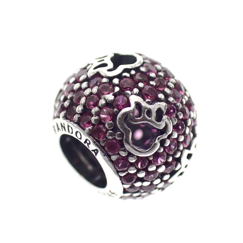 Image 1 of Pandora charm; Silver; Disney, Minnie Mouse Pink Pavé