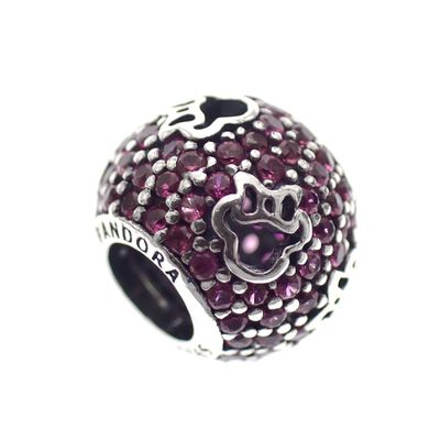 Pandora charm; Silver; Disney, Minnie Mouse Pink Pavé Image 1 of Pandora charm; Silver; Disney, Minnie Mouse Pink Pavé
