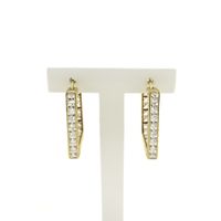 Gold square earrings with zirconia