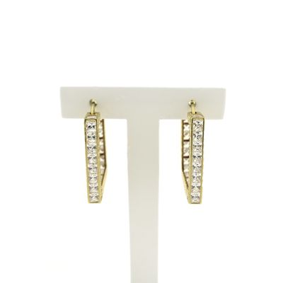 Gold square earrings with zirconia Image 1 of Gold square earrings with zirconia