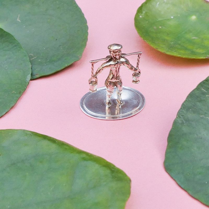 Image 2 of Antique silver statuette of a man with a yoke