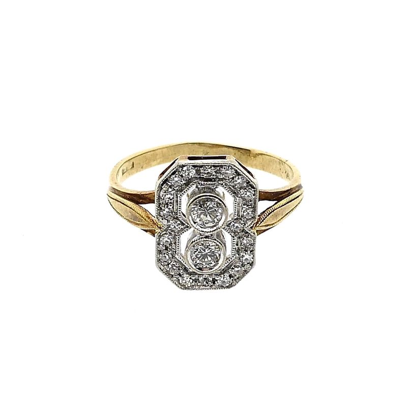 Image 3 of Gold Art Deco Ring with Diamond; 0.51 ct.