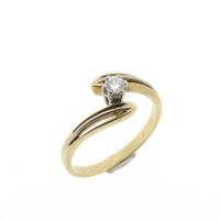 Two-tone gold solitaire ring with diamond | 0.15 ct.