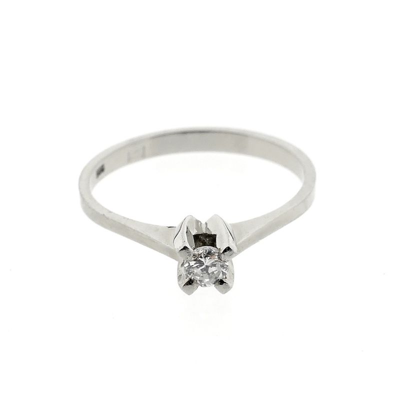 Image 3 of White gold solitaire ring with diamond | 0.10 ct.