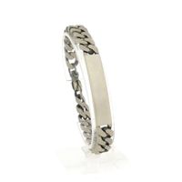 Silver robust gourmet link bracelet with engraving plate