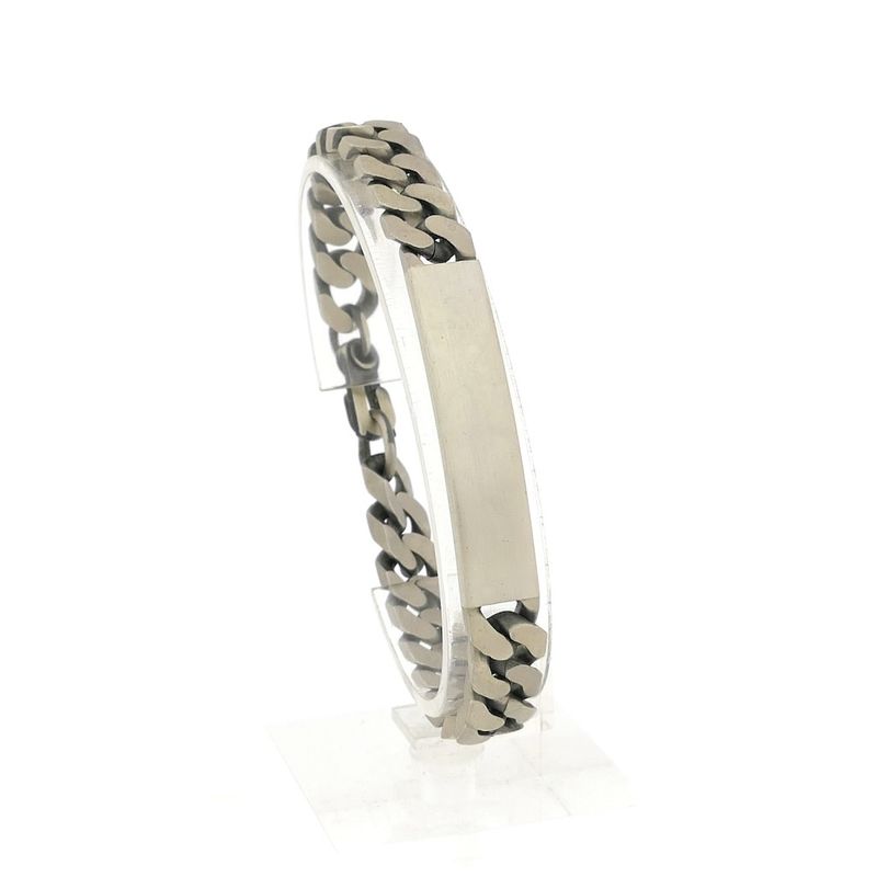 Image 1 of Silver robust gourmet link bracelet with engraving plate