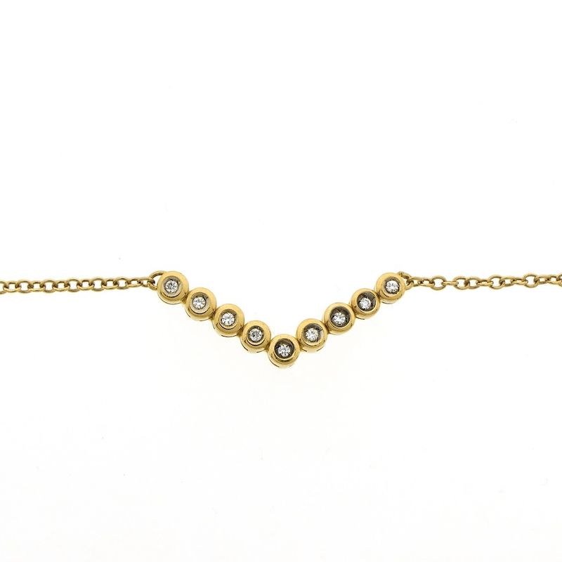 Image 5 of Gold necklace with fixed pendant and diamonds; 0.135 ct.