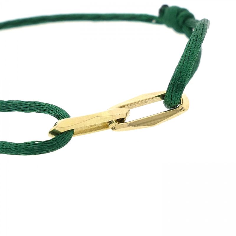 Image 4 of Forever Knots® Handmade Green Satin Bracelet with Gold Link