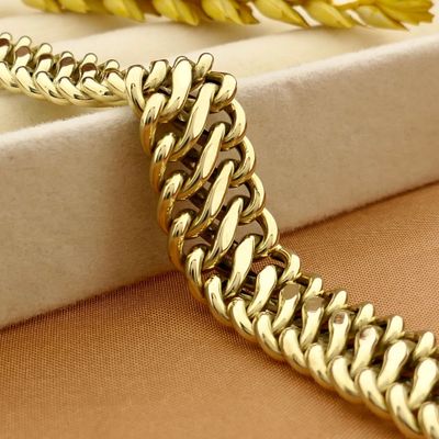 Afbeelding 2 van Gouden Franse gourmetschakel armband 