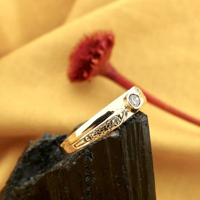 Image 2 of 14k Gold Zirconia Ring; Size 17
