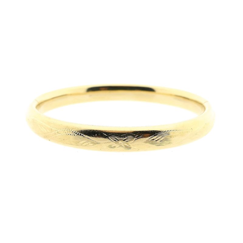 Image 9 of Gold Slave Bracelet with Engravings; Size M