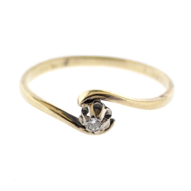 Image 3 of Gold solitaire ring with diamond 0.025 ct.