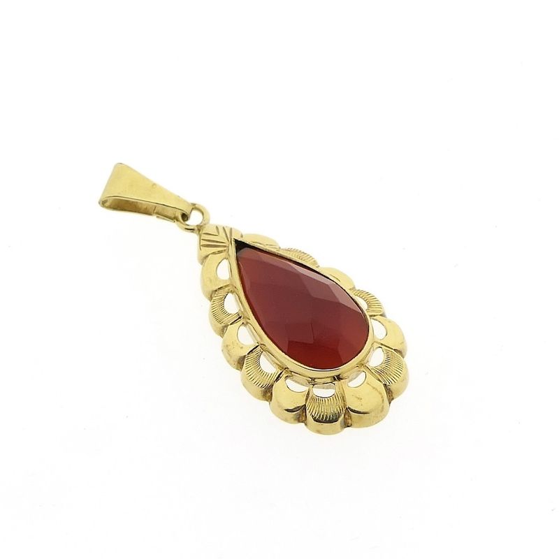 Image 3 of Vintage gold pendant with carnelian