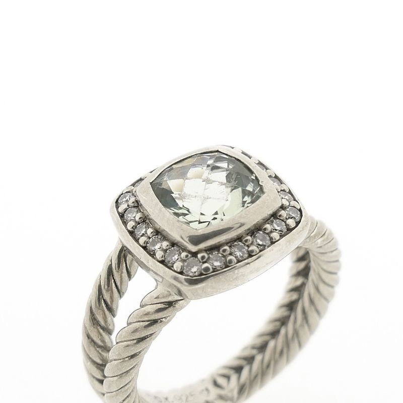 Image 3 of Silver ring set with prasiolite and diamond | 0.10 ct. | David Yurman