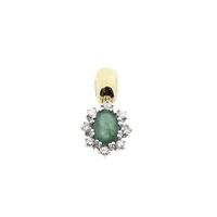 Two-tone gold pendant with emerald and diamond | 0.16 ct.