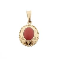 Gold pendant with blood coral | Vintage/antique