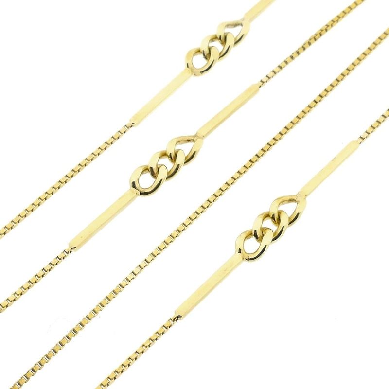 Image 6 of Long gold Venetian link chain/sautoir with bars