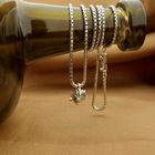 Image 2 of White gold Venetian chain with fixed pendant and diamond; 0.10 ct.