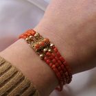Image 9 of Blood coral bead bracelet with gold clasp; Antique | 20 cm